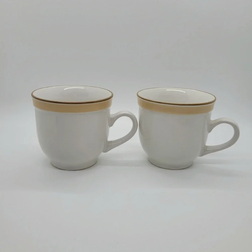 Johann Haviland Crowning Fashion China Creamer and 2 Mugs Set Tan Band Japan